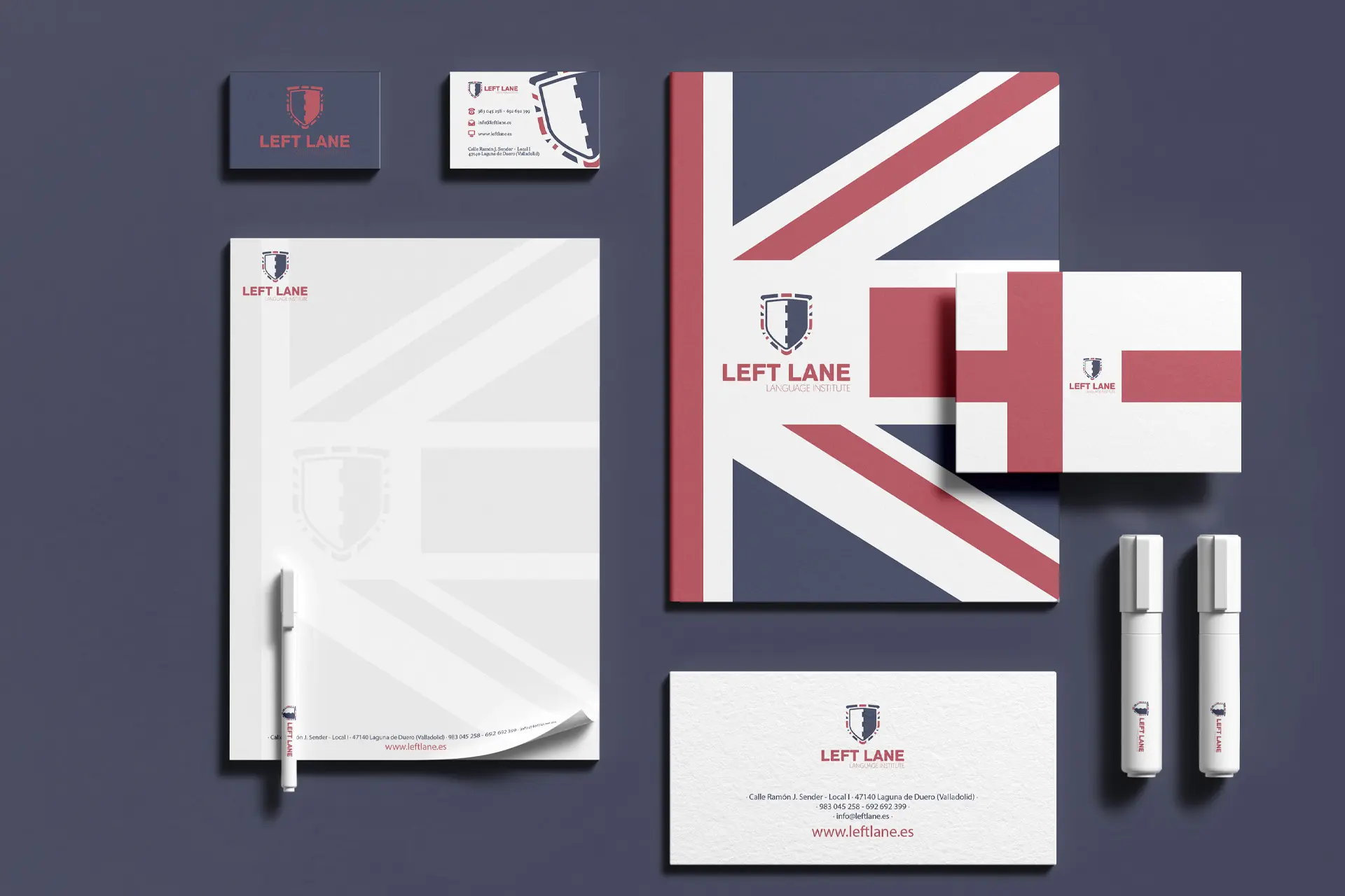 Aplicación marca Left Lane papelería